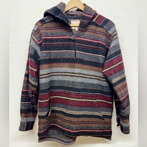 Woolrich Rugged Outdoorwear Serape Wool Popover Hoodie Size M Unisex